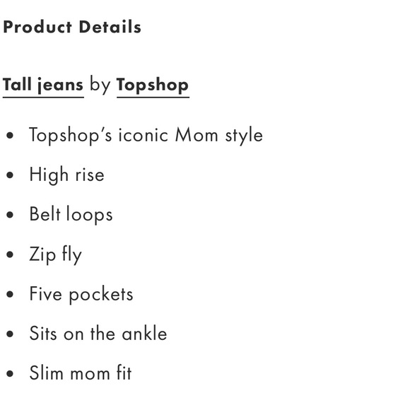 ASOS Top Shop Woman's Tall Original High Rise Mom Jeans Sz 26 L36 - Picture 10 of 10